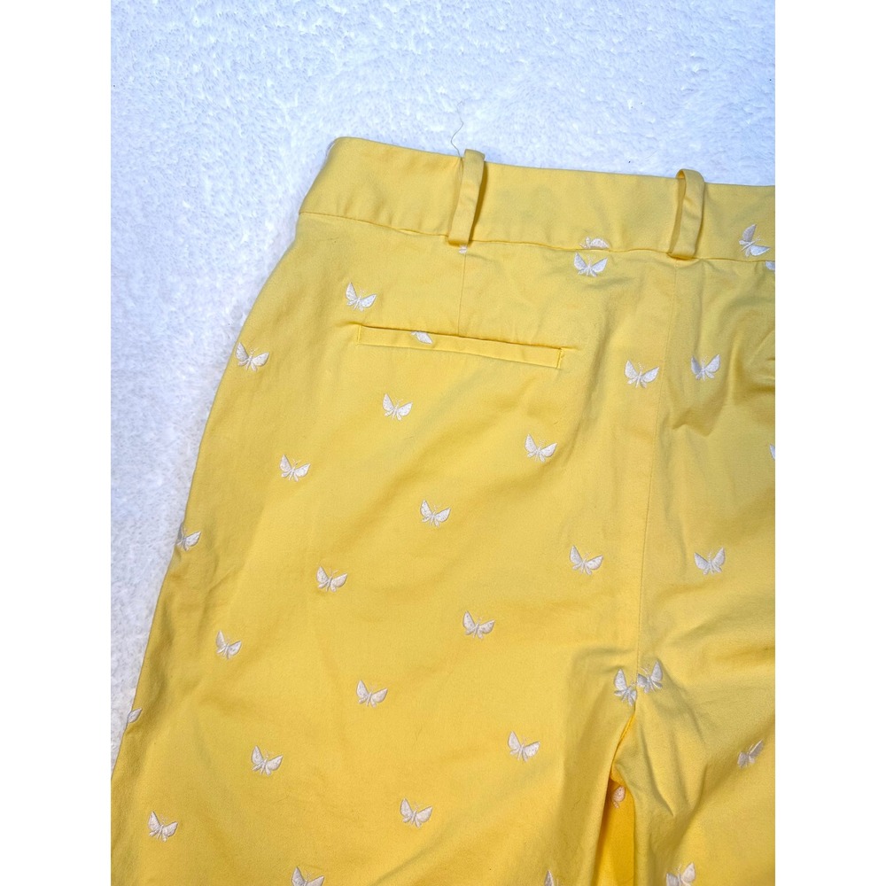 Talbots Yellow Butterfly Chino Bermuda shorts women 10 embroidered summer preppy - Picture 3 of 6